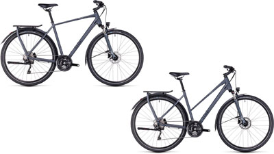 To Cube Kathmandu EXC-cykler, én med diamantstel og én med trapezstel.