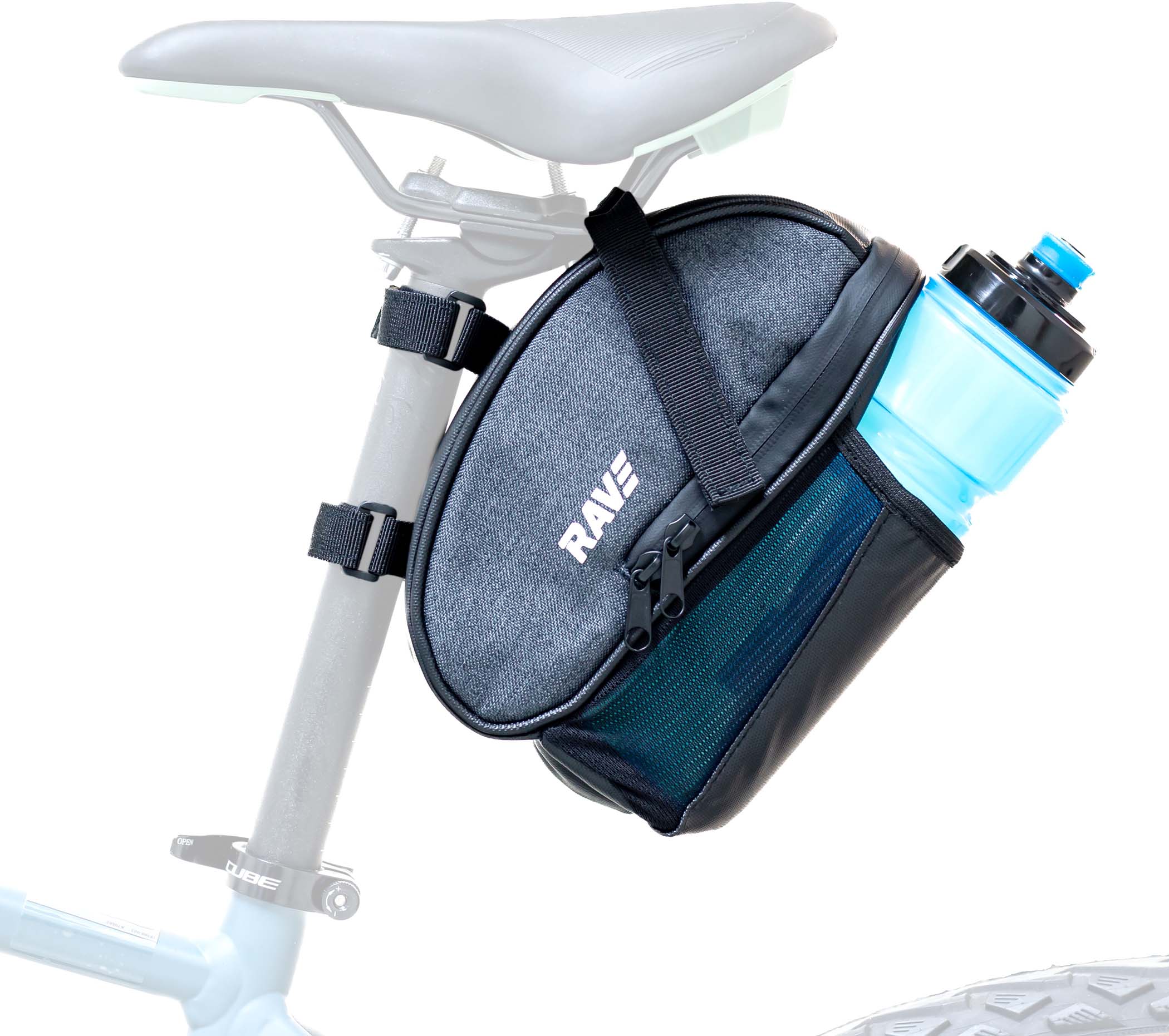 RAVE Cykel sadeltaske L med flaskeholder, ca. 1,5 liter