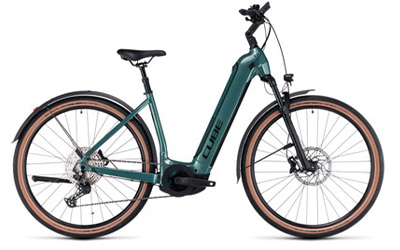 Klik her for at se Cube-elcykler med lavt stige-stel.