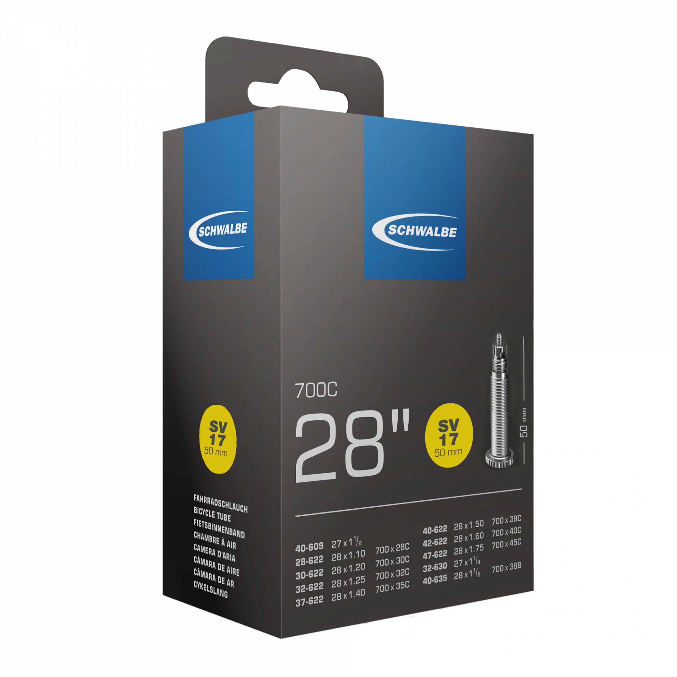 Schwalbe Slang SV 17 lang, 28x1 1/8-1,75 28/47-622/635 SV60 mm