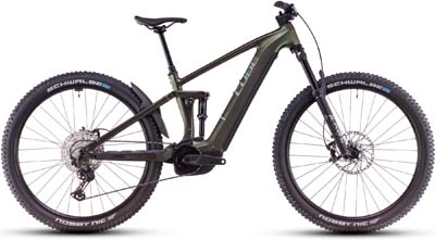 Her ses en grå Cube Stereo Hybrid ONE44 EXC elcykel.