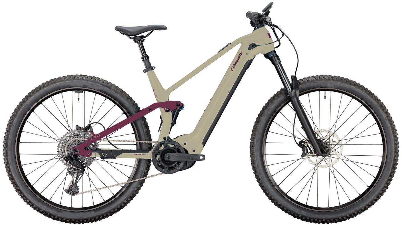 Conway Xyron S 5.0 Carbon 750Wh desert matt / plum matt 2025 - Elcykel Fuldafdæmpede Mountainbike