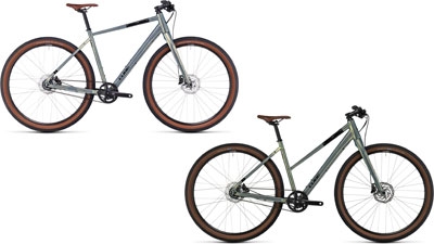 To Cube Hyde Pro-cykler, én med diamantstel og én med trapezstel.