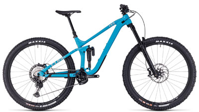 Cube Stereo ONE77 Race Fully-mountainbike i blå.