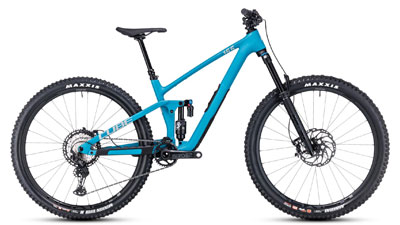 Cube Stereo ONE55 C:62 SLX fuldt udstyret mountainbike i blå.