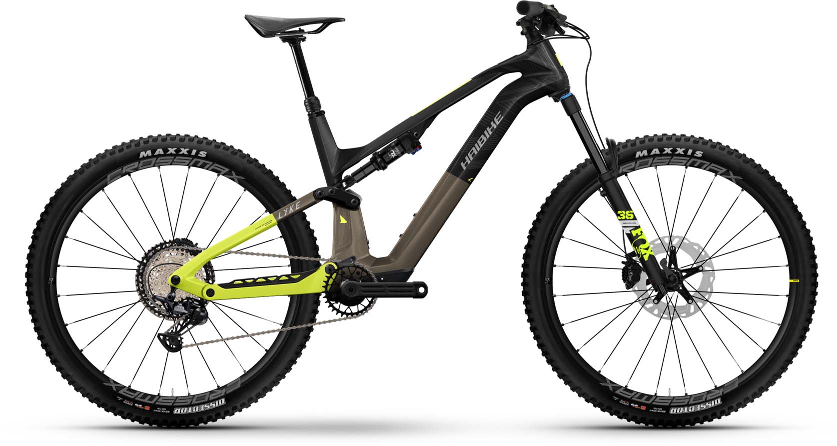 Haibike Lyke CF 11 carbon/sand/lime gloss 2024 - Elcykel Fuldafdæmpede Mountainbike