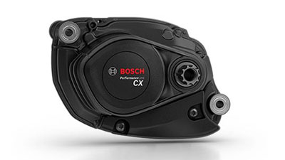 Her ses en sort Bosch Performance Line CX-motor til elcykler.