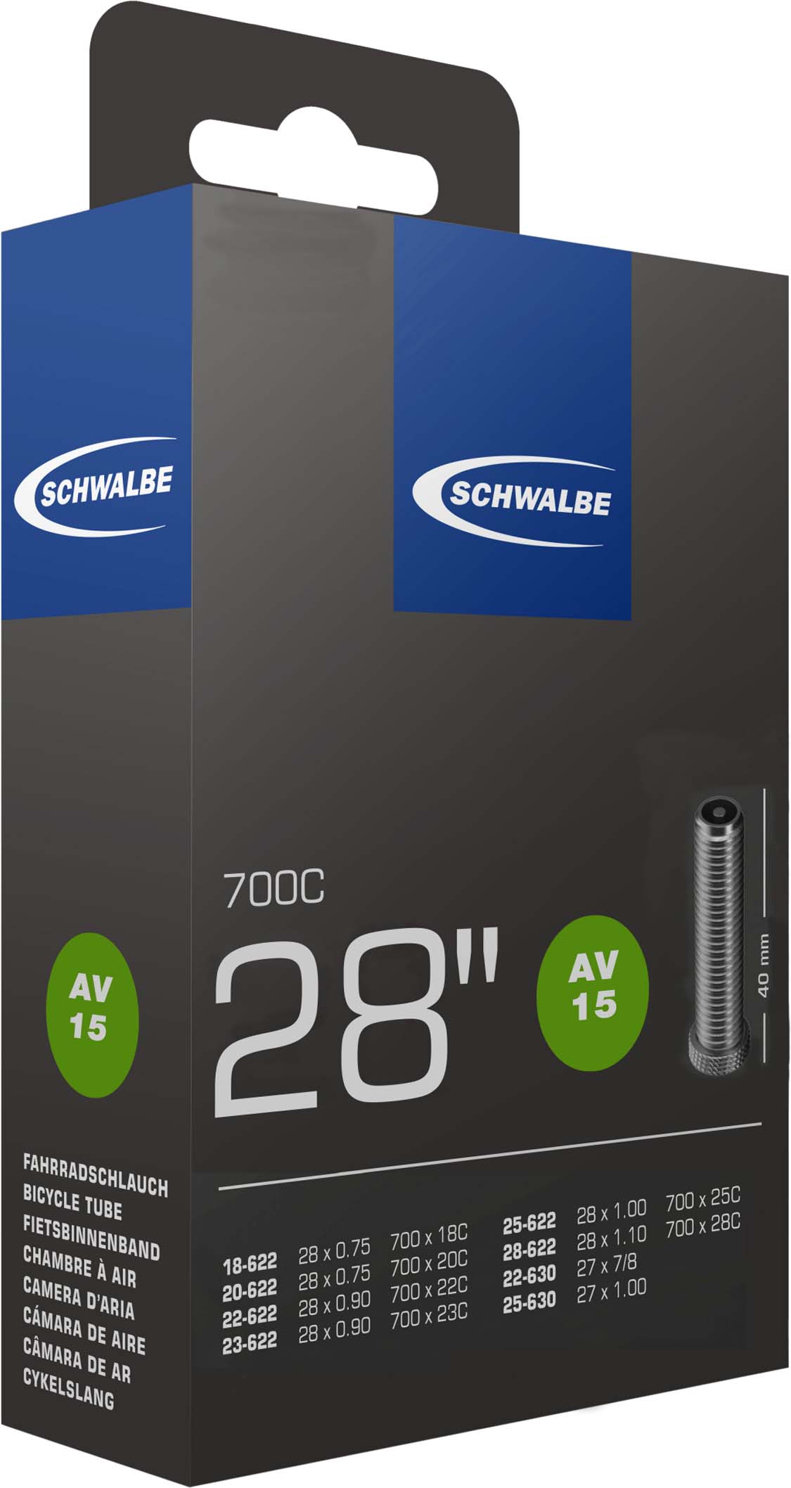 Schwalbe Slange AV nr. 15 28"/700C