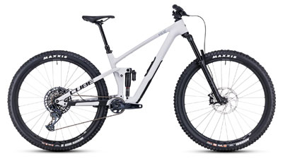 Cube Stereo ONE55 C:62 Race fuldt affjedret mountainbike i hvid.