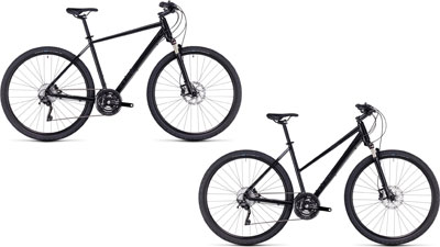 To Cube Nature SLX-cykler med diamantstel og trapezstel.