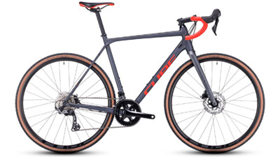 Cube Cross Race Pro racercykel i gråt med orange skrift.