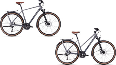 To Cube Kathmandu SLX-cykler, én med diamantstel og én med trapezstel.