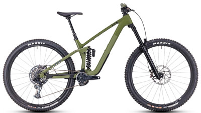 Cube Stereo ONE77 C:68X TM Enduro-mountainbike i grøn.