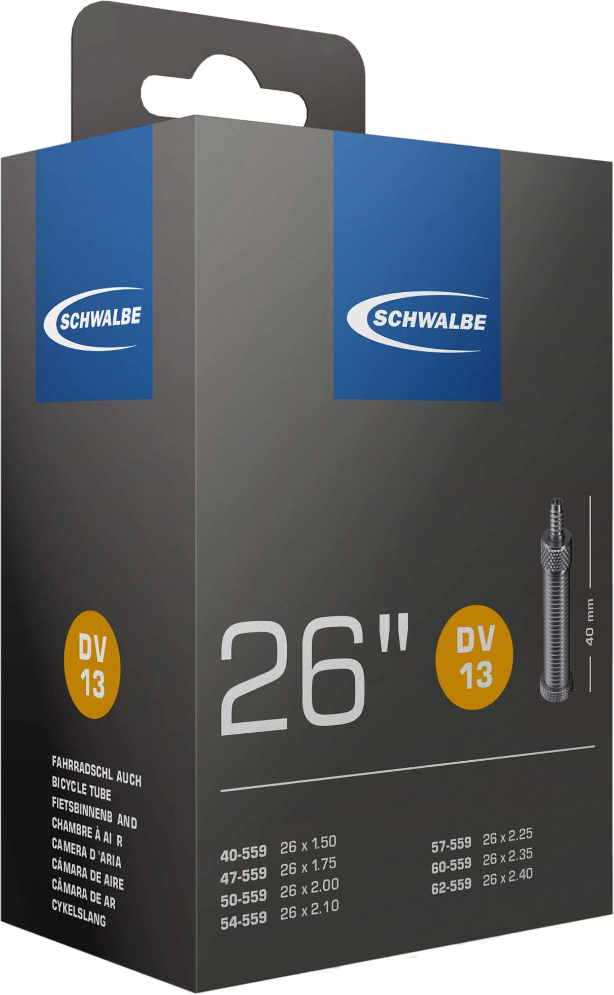 Schwalbe Slang 26x1,5-2,5 S DV13, nr. 13 (26")