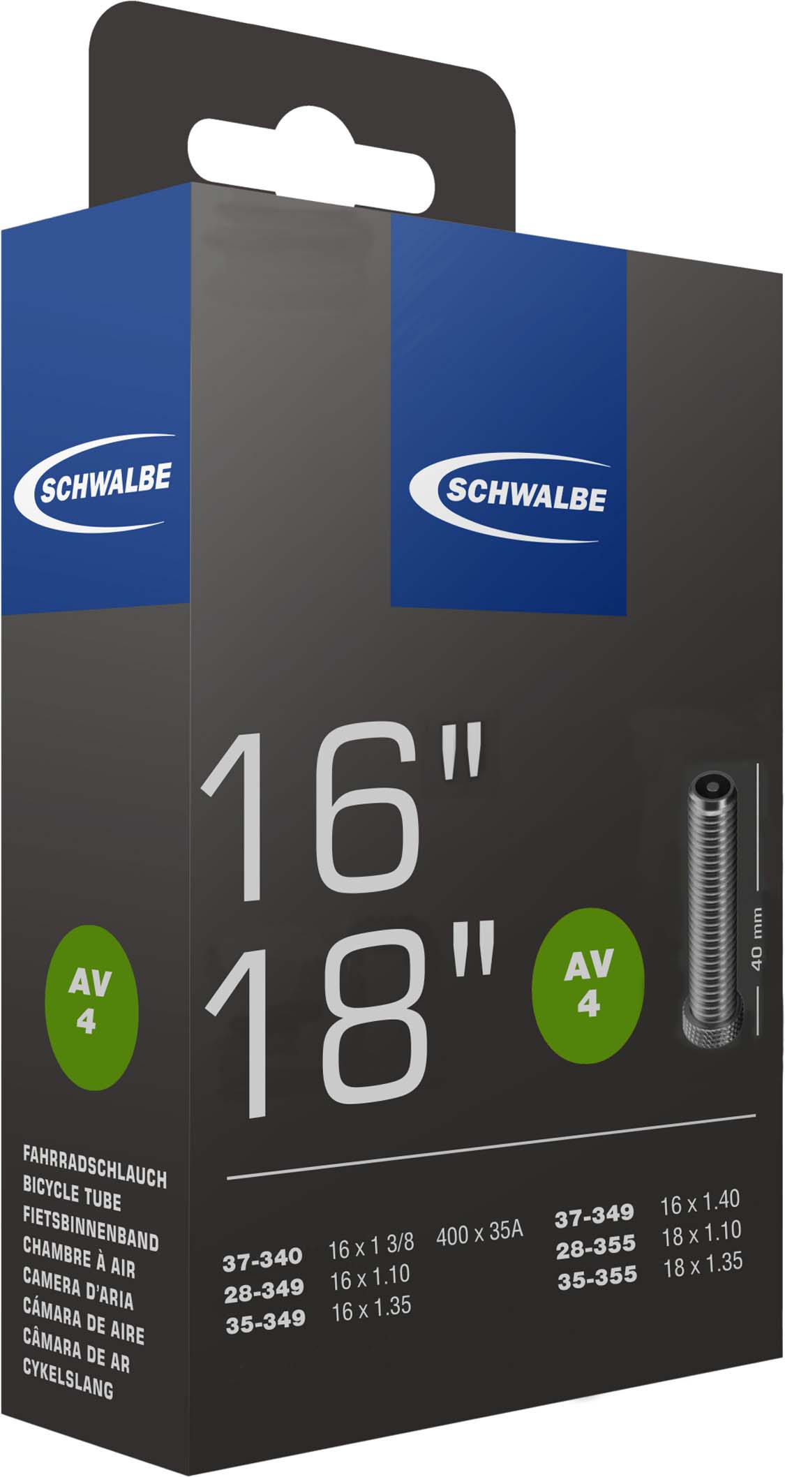 Schwalbe Slang AV nr. 4 16"/18"